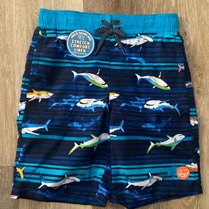 NEW ZeroXposur boy swim short UPF 50+, blue shark print, size 7